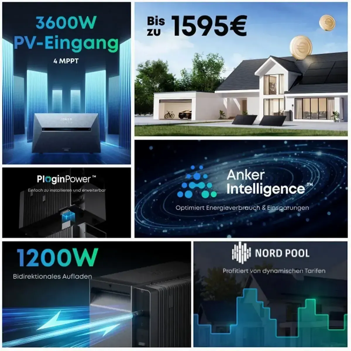 Anker SOLIX Solarbank 3 E2700 Pro, 2,688 kWh Kapazität, 1.200 W AC-Steckdose 2