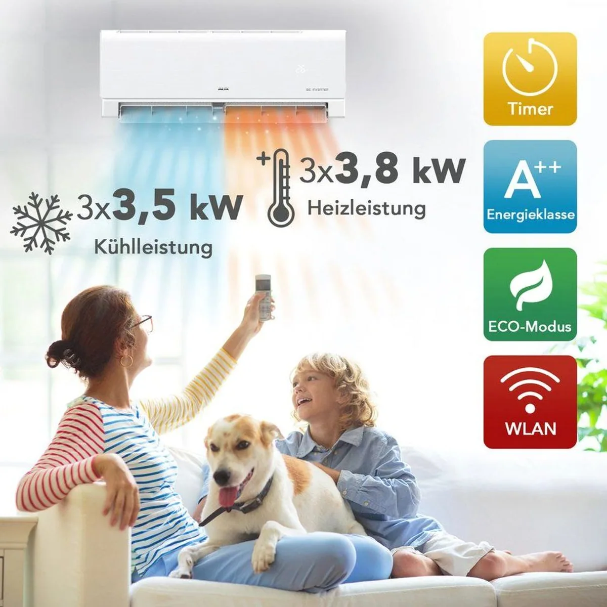 AUX Multi Split Klimaanlage Set, App-Steuerung, R32 Kühlung & Heizung 2