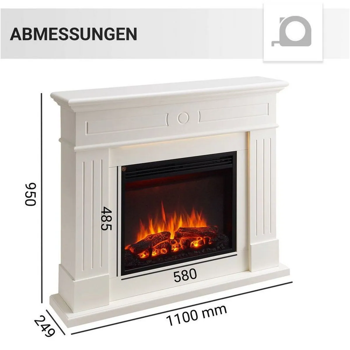 Balderia Elektrokamin Leandros, 3D-Flammeneffekt, LED Ambientebeleuchtung, 2000W 5