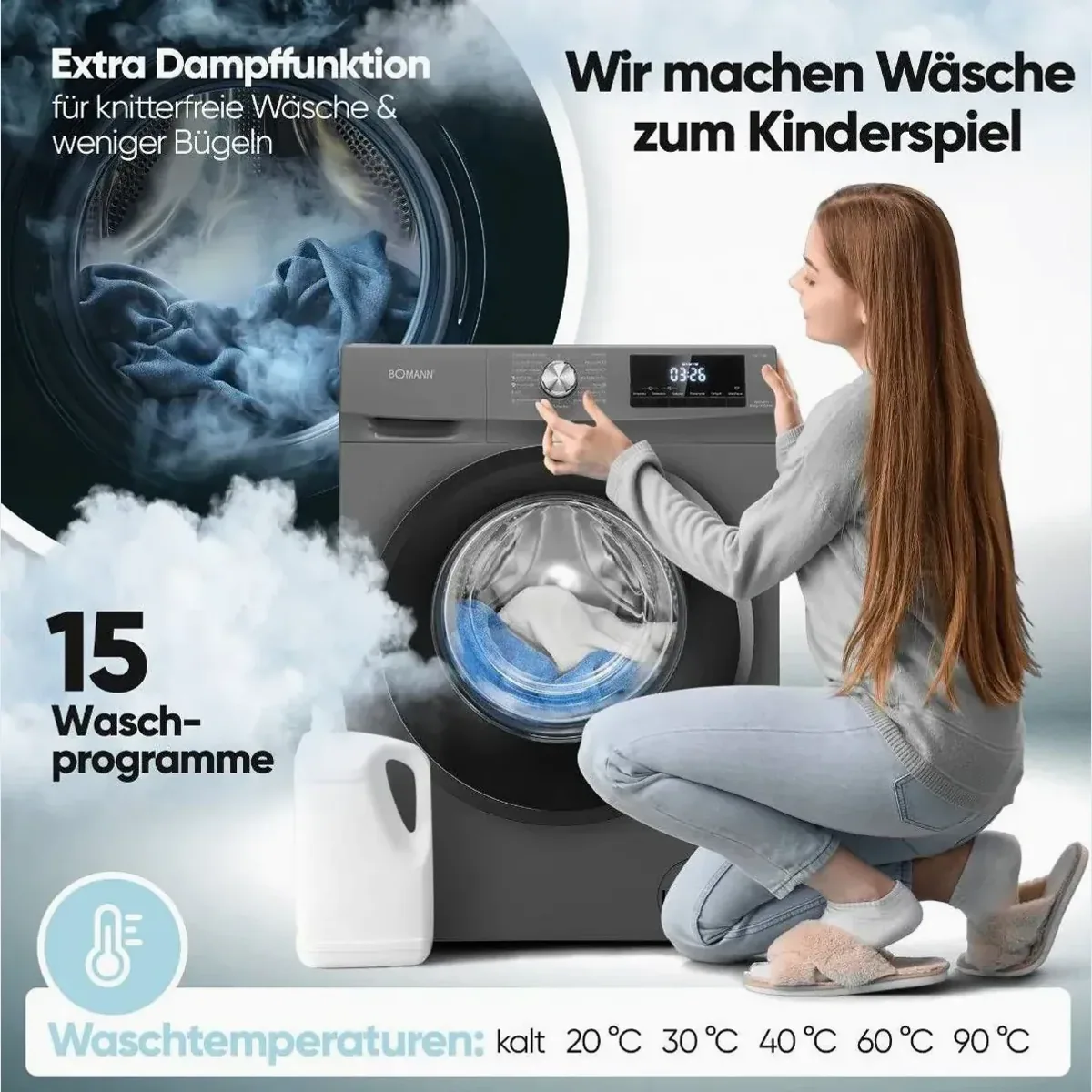 BOMANN WAT 7186 Waschtrockner, 8 kg Waschen, 5 kg Trocknen, 15 Programme 4