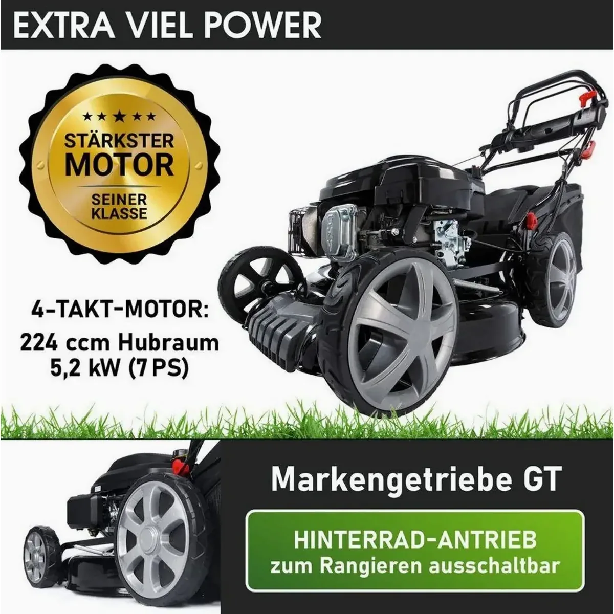 BRAST Benzinrasenmäher, 5,2kW, 48cm Schnittbreite, TÜV geprüft 3