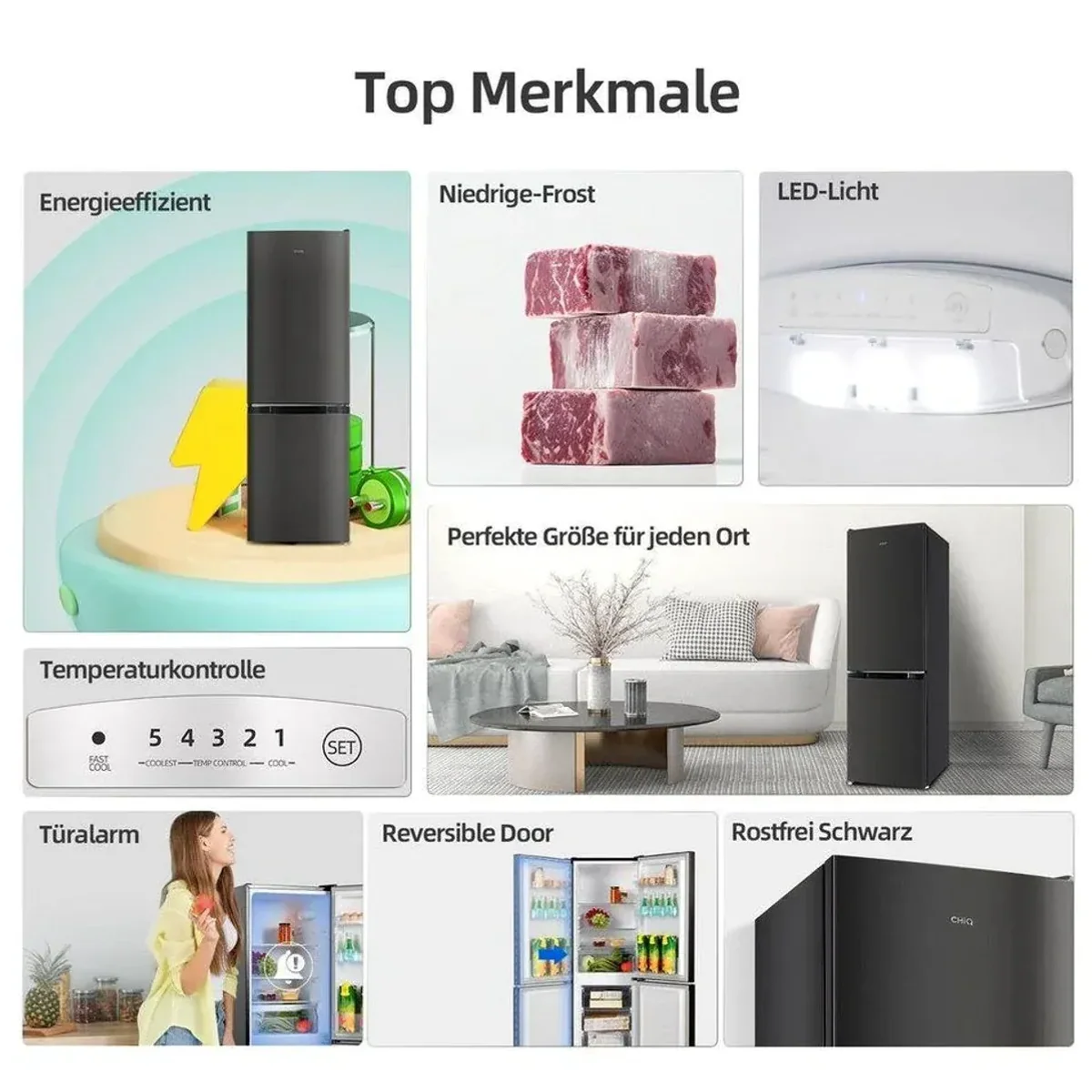 CHiQ CBM159LEBD Kühl-/Gefrierkombination, 157L, energieeffizient, automatische Abtauung 4