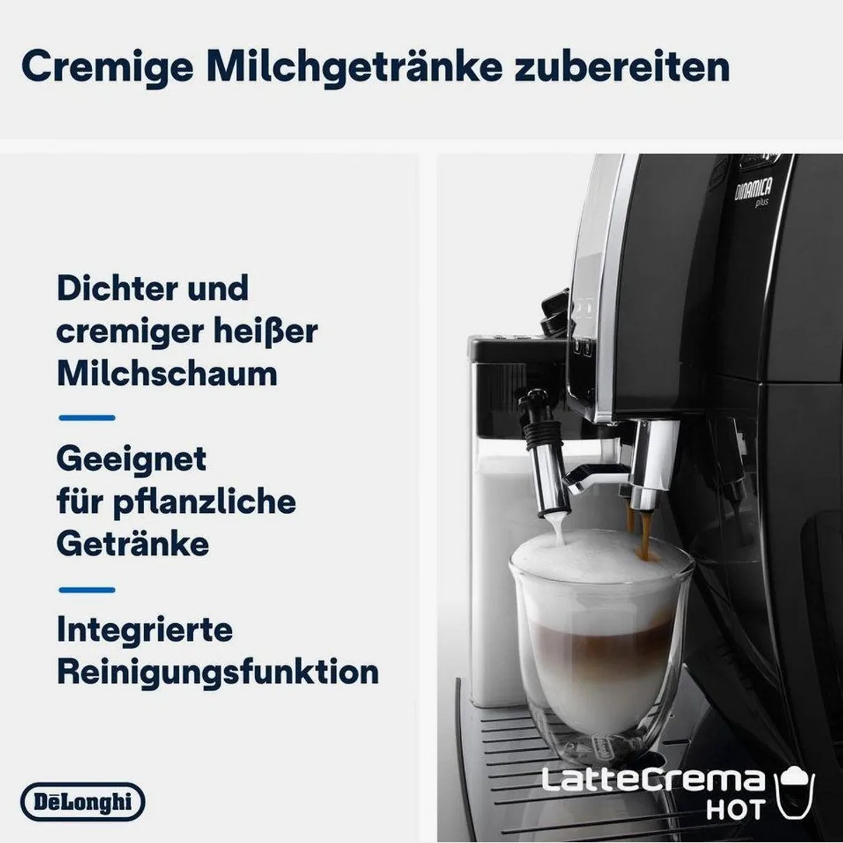 De'Longhi Kaffeevollautomat Dinamica Plus ECAM370.70.B, 14 Rezepte, Milchschaum-System, 3,5" Touchscreen 5