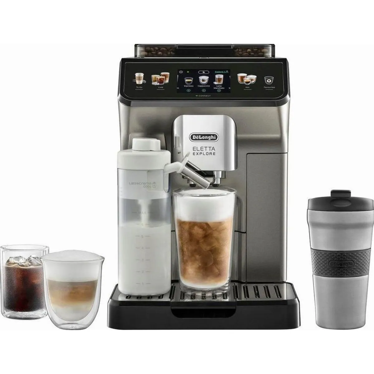 De'Longhi Eletta Explore Cold Brew ECAM450.86.T, 100 Rezepte, 3,5" Touch-Display, To-Go Funktion