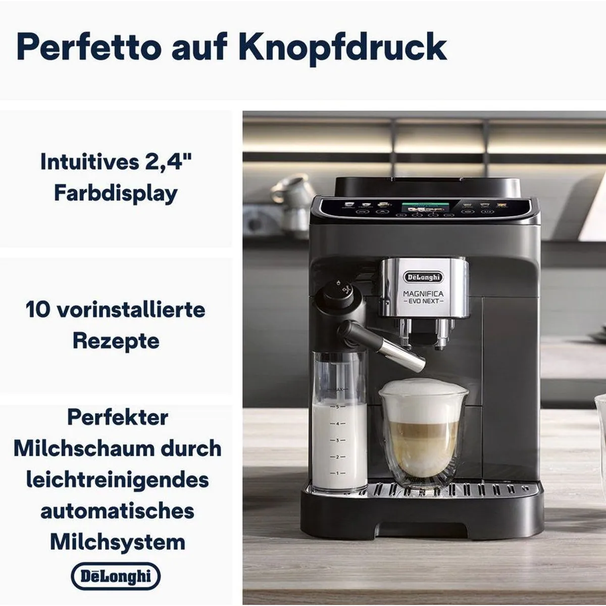 De'Longhi Kaffeevollautomat Magnifica Evo Next ECAM310.60.GB, intuitive Bedienung, 10 Getränkevariationen 2