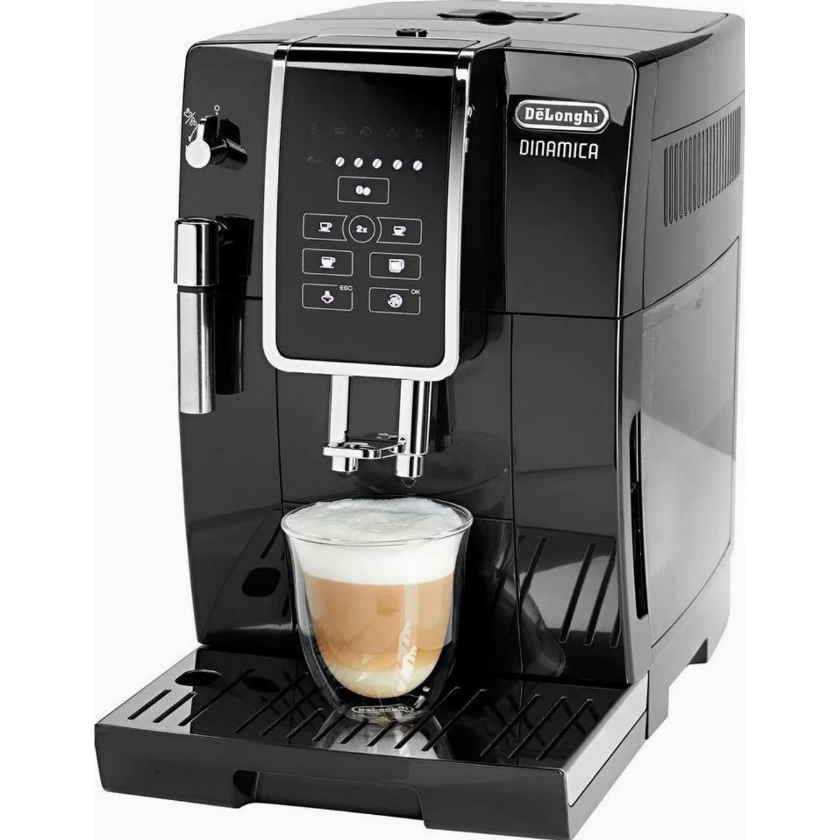 De'Longhi Dinamica ECAM358.15.B, Long Coffee Funktion, Milchaufschäumdüse, automatische Reinigung