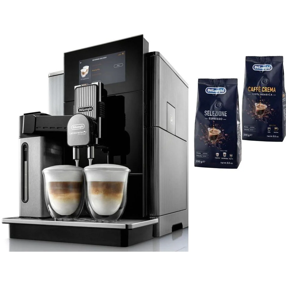 De'Longhi Maestosa EPAM960.75.GLM, 2 Bohnenbehälter, 22 Kaffeespezialitäten, Touchscreen