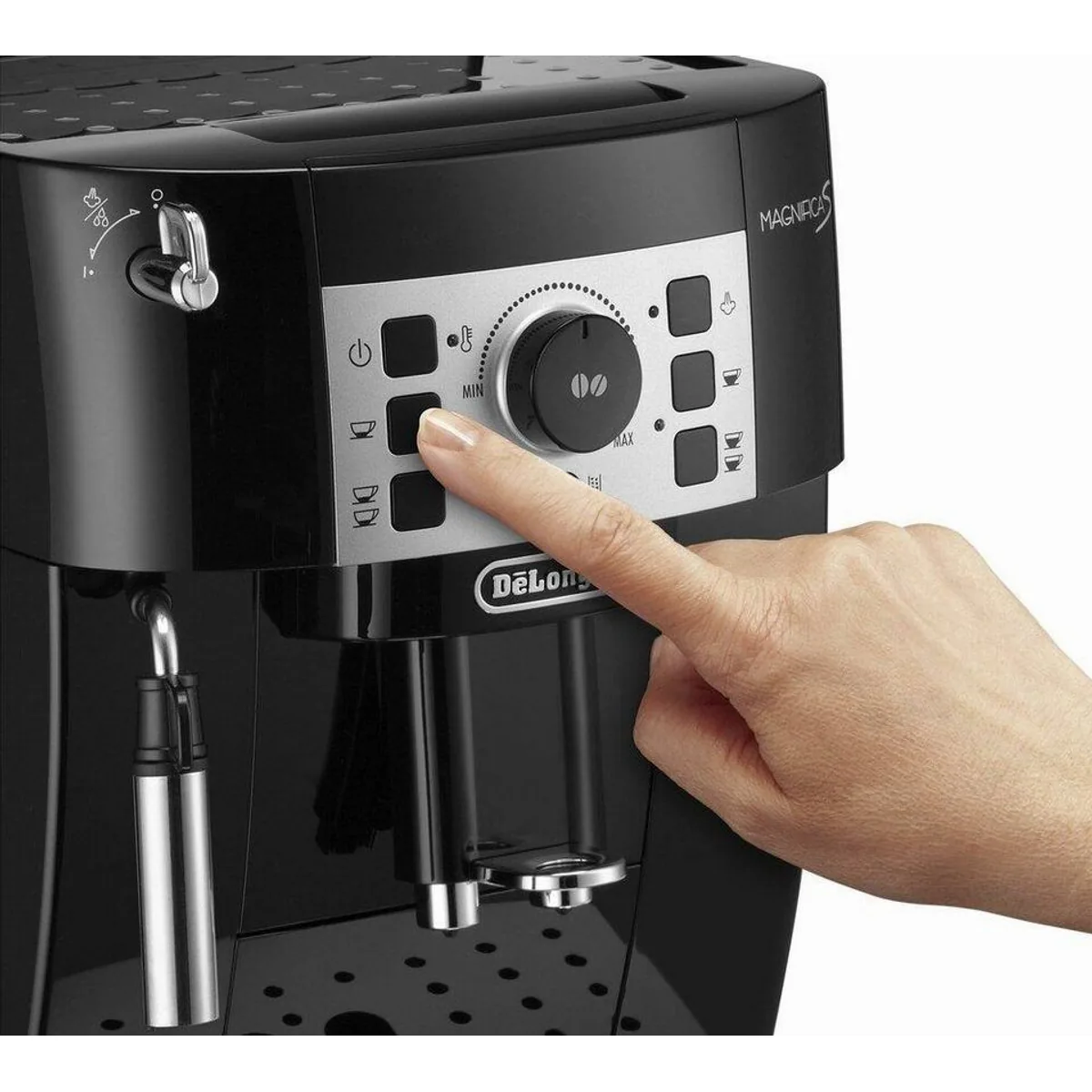 De'Longhi ECAM 20.116.B Kaffeevollautomat, herausnehmbare Brühgruppe, leises Kegelmahlwerk, manuelle Kaffeestärke 3