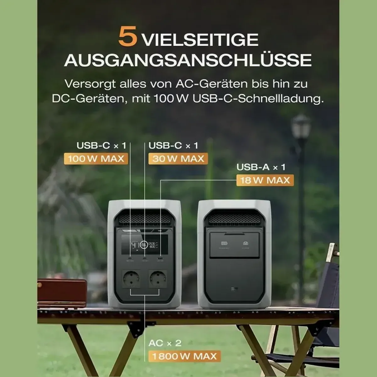 Ecoflow DELTA 3 Powerstation, 1.800 W Dauerleistung, 3.600 W Spitzenleistung, 60 Minuten Ladezeit 4