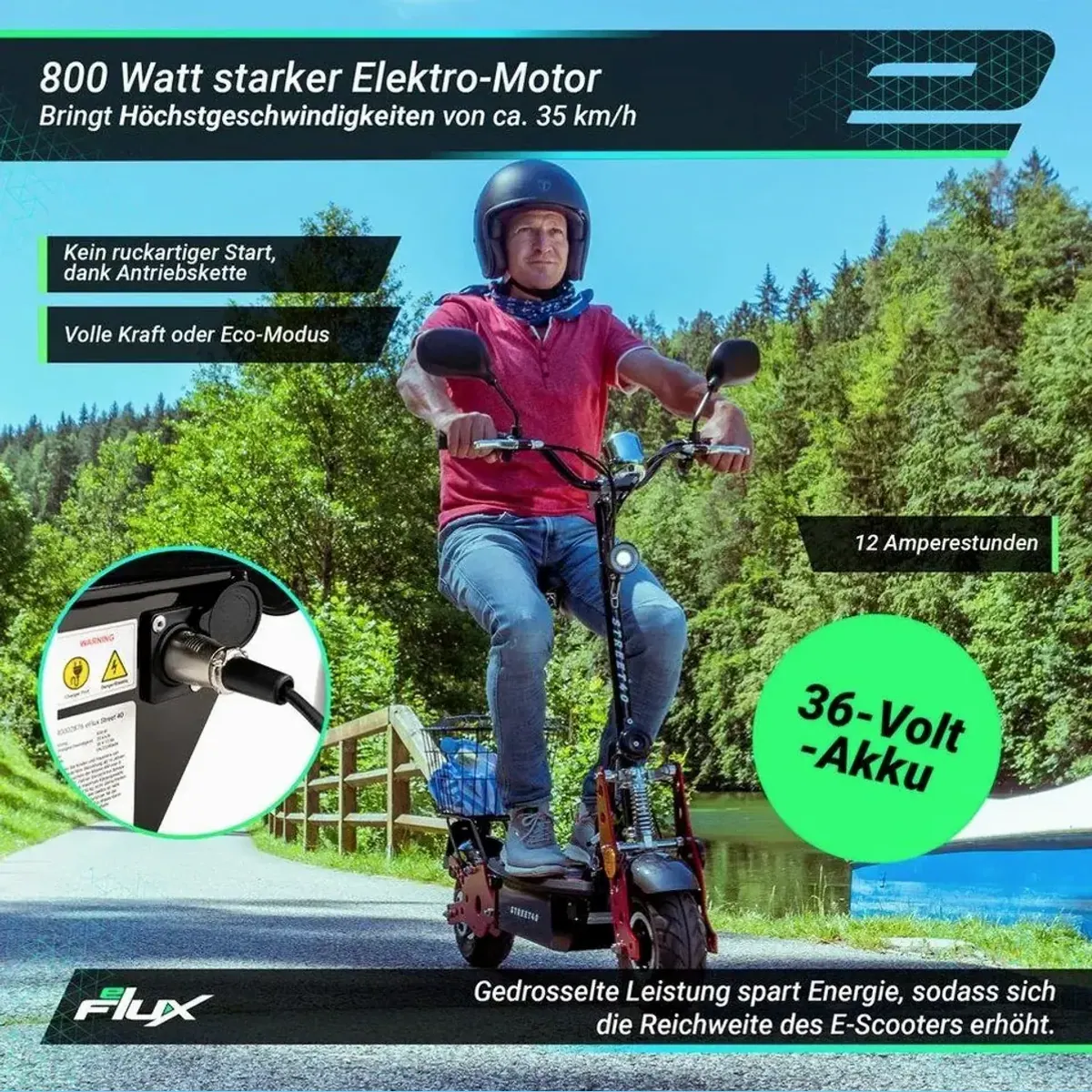 eFlux Street 40 E-Scooter, 800 Watt Motor, klappbar 5