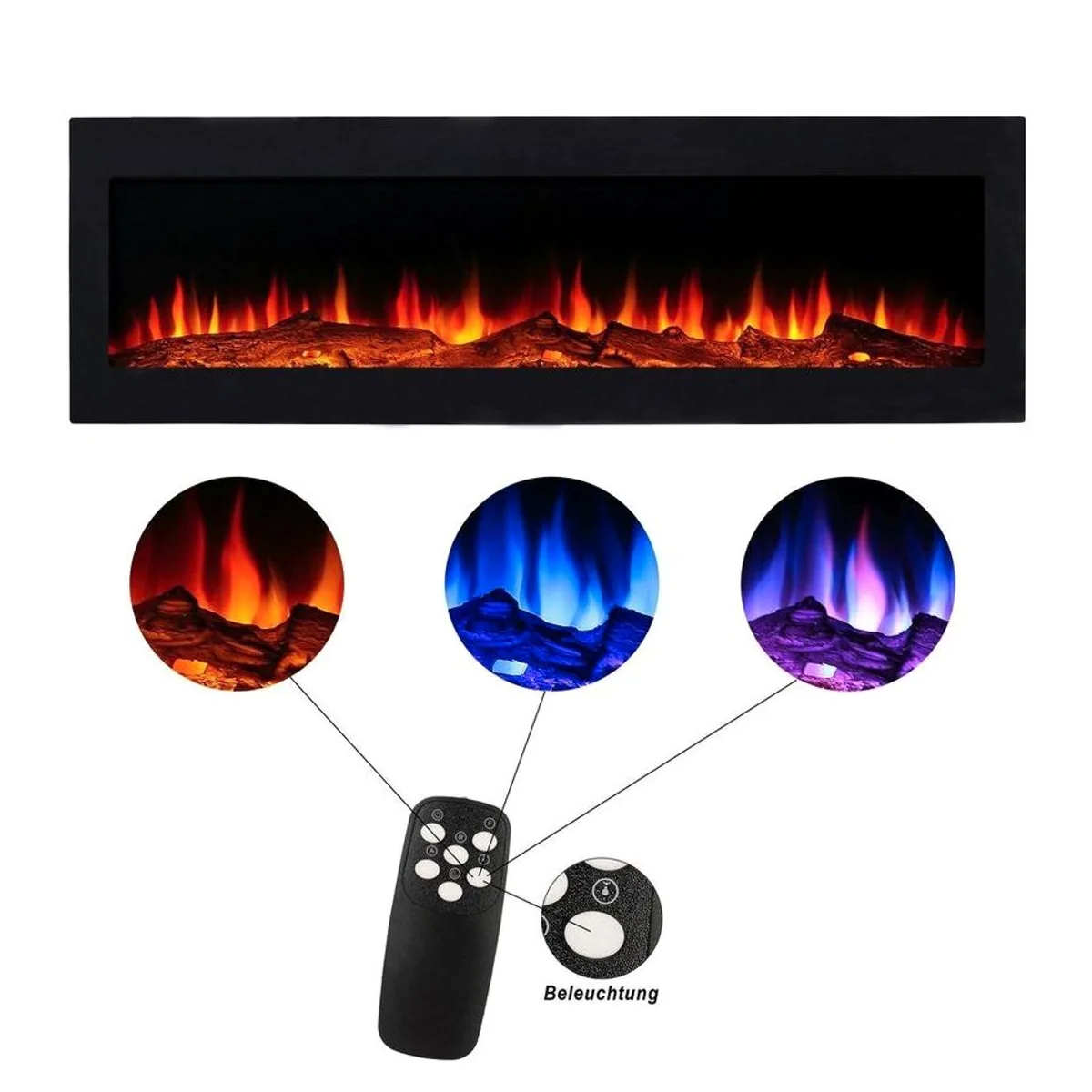 El Fuego Elektrokamin MERAN, elegante Optik, LED-Beleuchtung, Fernbedienung 2