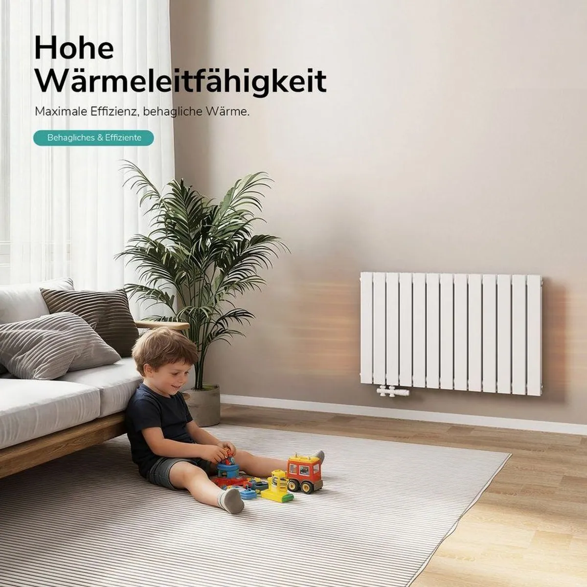 EMKE Heizkörper Doppellagig Flach Horizontal, hohe Heizleistung, kompakte Bauweise, elegantes Design 2