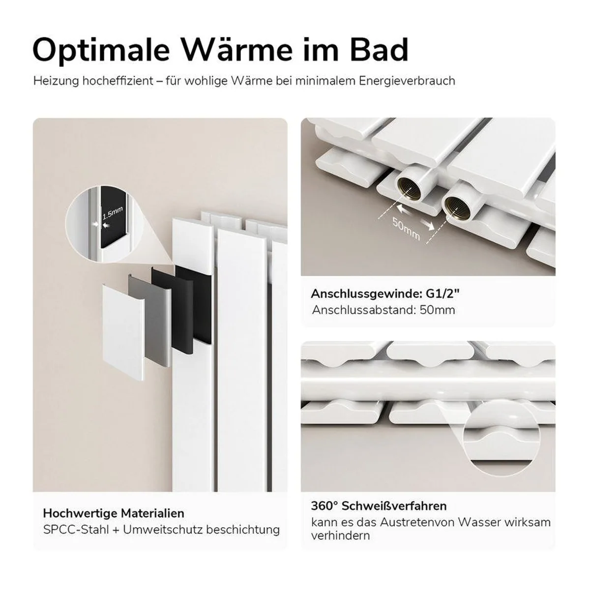 EMKE Heizkörper Doppellagig Flach Horizontal, hohe Heizleistung, kompakte Bauweise, elegantes Design 3