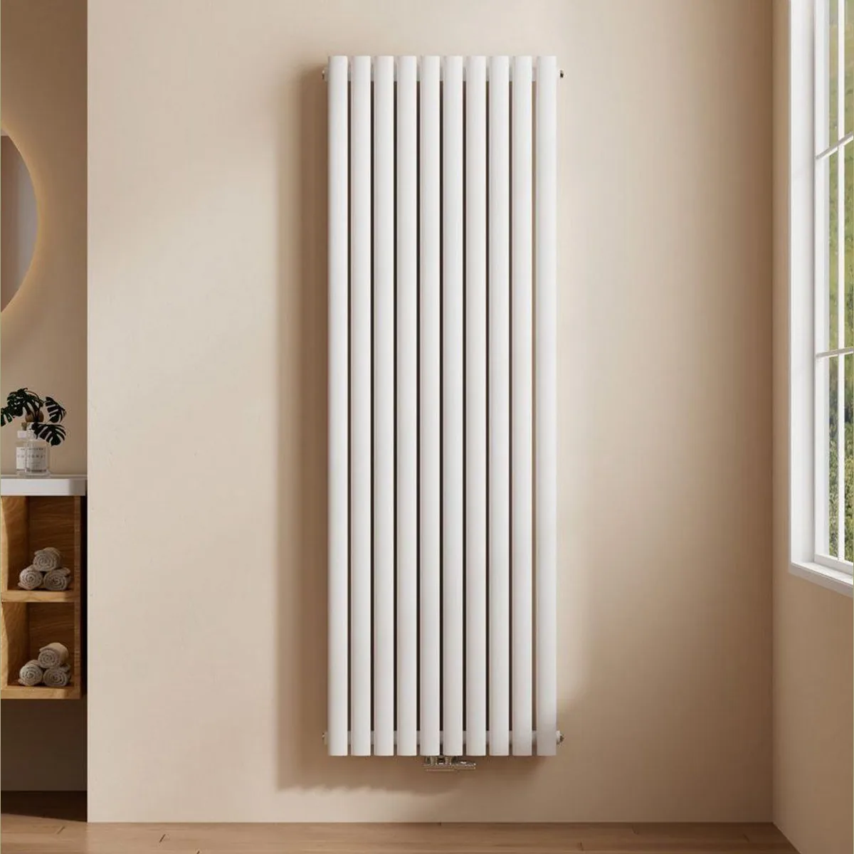 EMKE Heizkörper Doppellagig, ovales Rohr, 2175W für 20qm Raum — Hochleistung, Mittelanschluss, elegantes Design