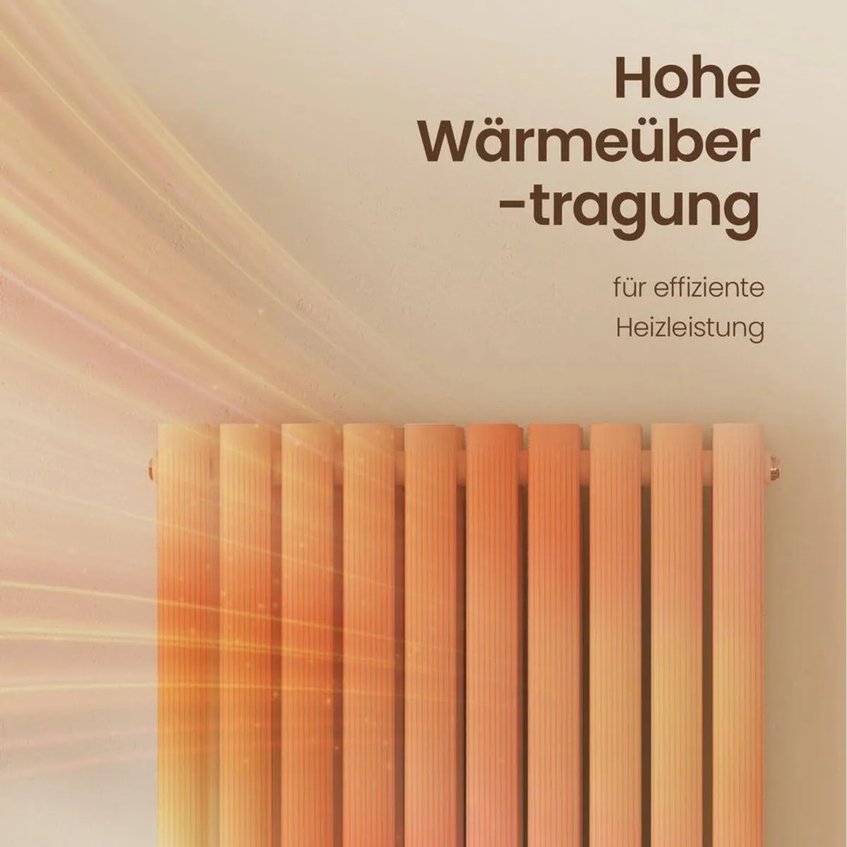EMKE Heizkörper Doppellagig, ovales Rohr, 2175W für 20qm Raum — Hochleistung, Mittelanschluss, elegantes Design 3