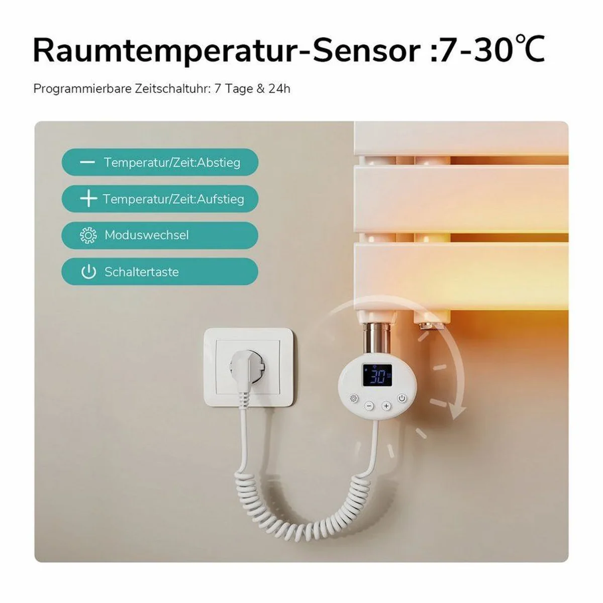 EMKE elektrischer Badheizkörper, WLAN-Steuerung, 4 Heizmodi, IPX4 2