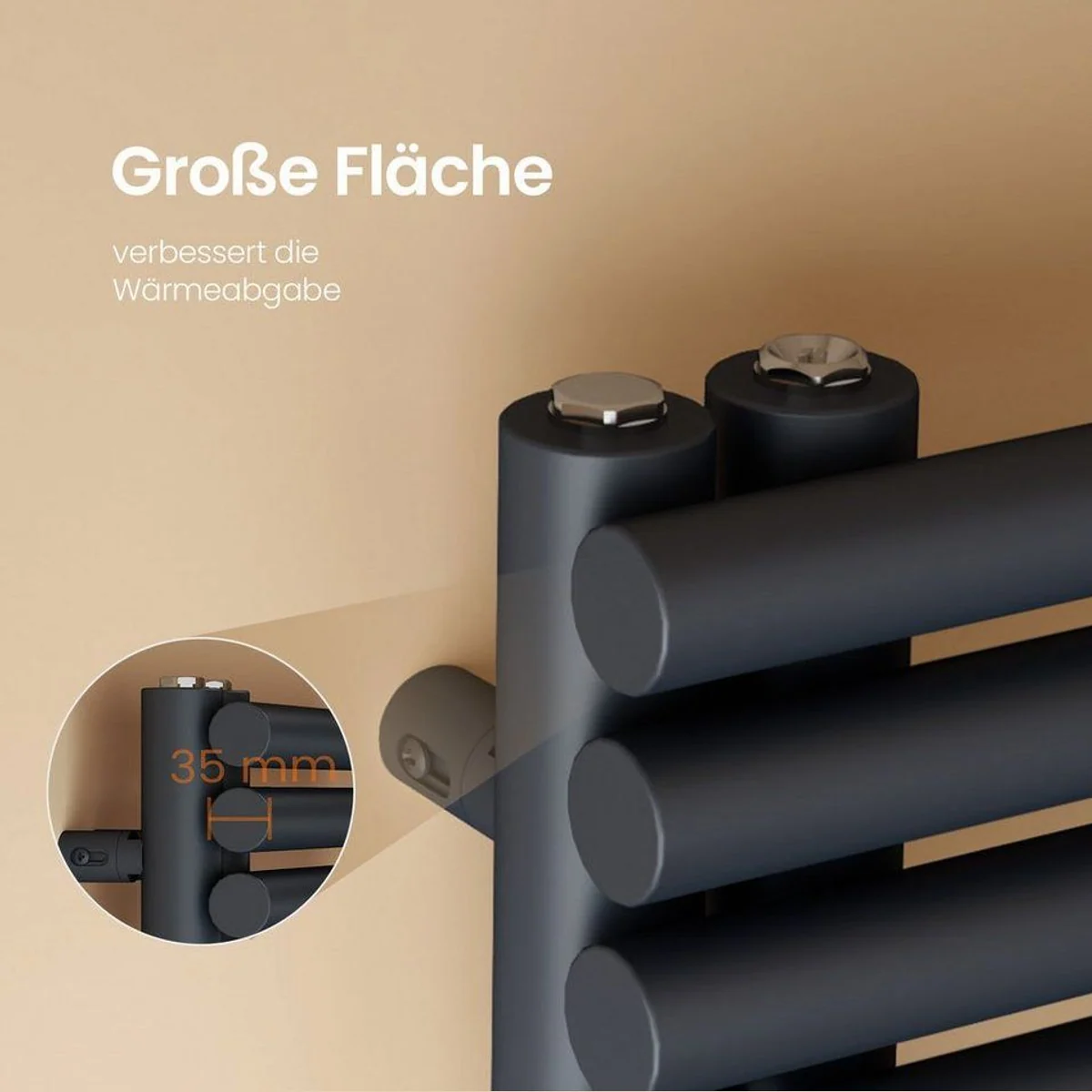 EMKE Badheizkörper, elegantes Design, effiziente Wärmeverteilung — 776W für 5 qm 3