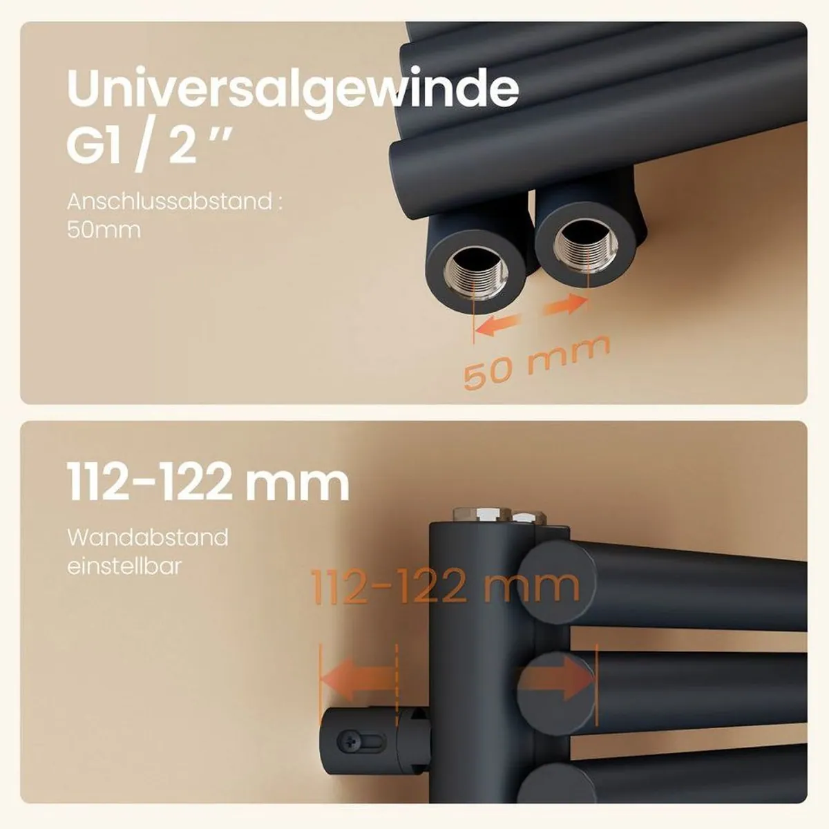 EMKE Badheizkörper, elegantes Design, effiziente Wärmeverteilung — 776W für 5 qm 4