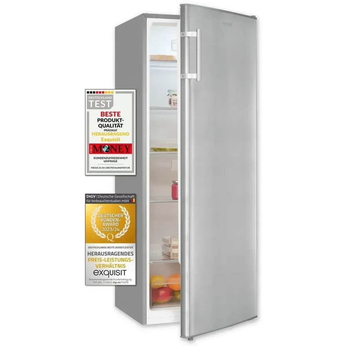 exquisit KS320-V-H-040D Vollraumkühlschrank, 242 l Volumen, 39 dB Betriebsgeräusch, 5 Ablageflächen 3