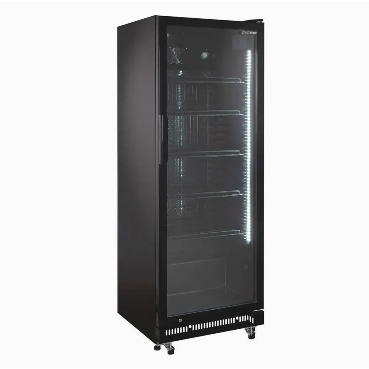 GastroHero Getränkekühlschrank GKS, 360 Liter Kühlvolumen, Umluftkühlung, abschließbare Glastür