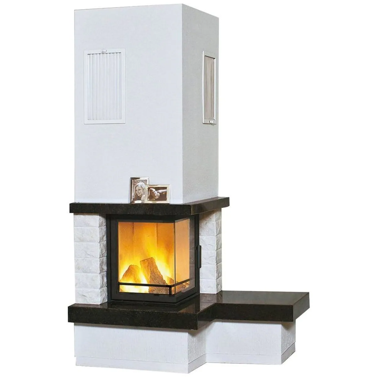 HARK Kaminbausatz Nebraska Bank Rechts, 8 kW, elegantes Design, große Sichtscheibe
