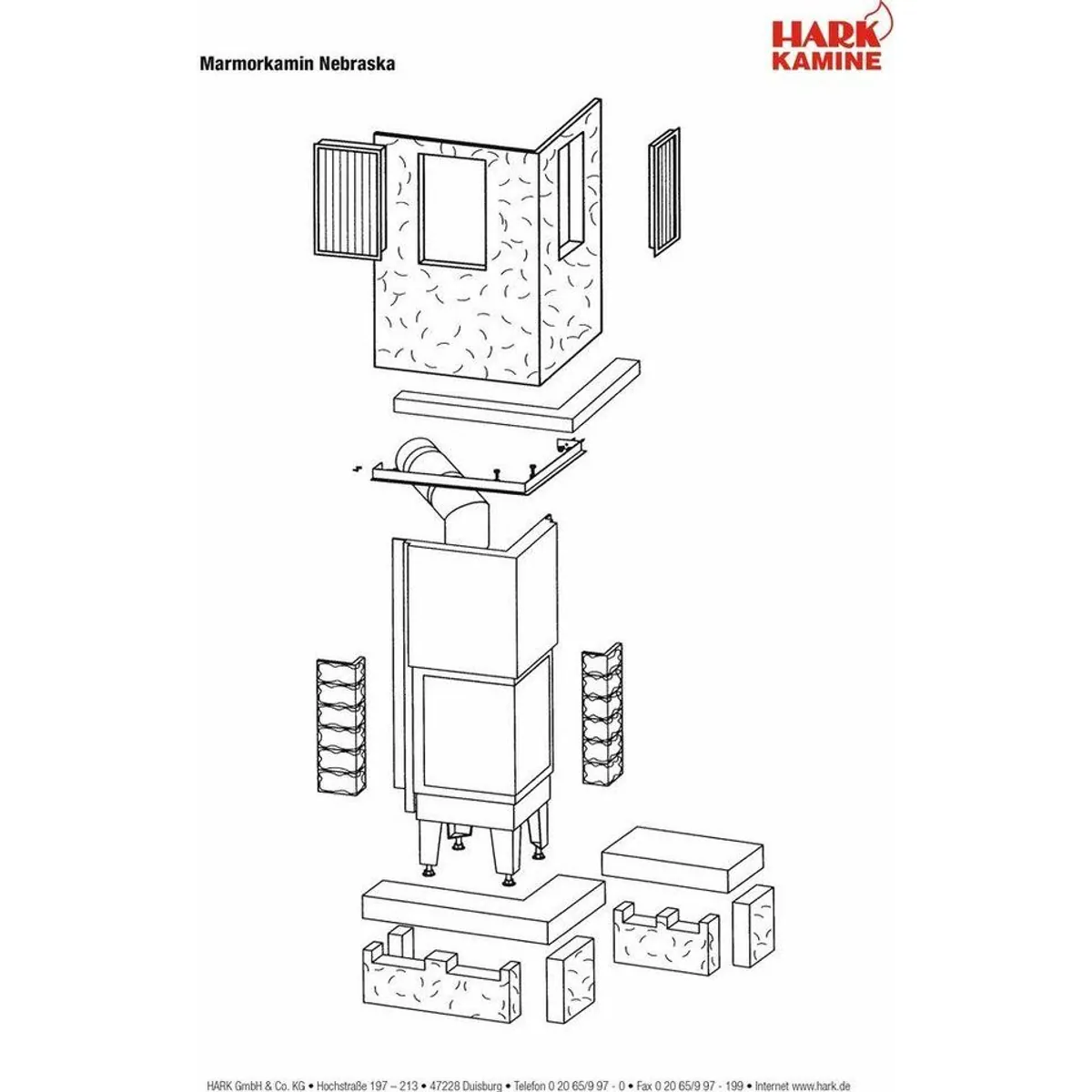 HARK Kaminbausatz Nebraska Bank Rechts, 8 kW, elegantes Design, große Sichtscheibe 3