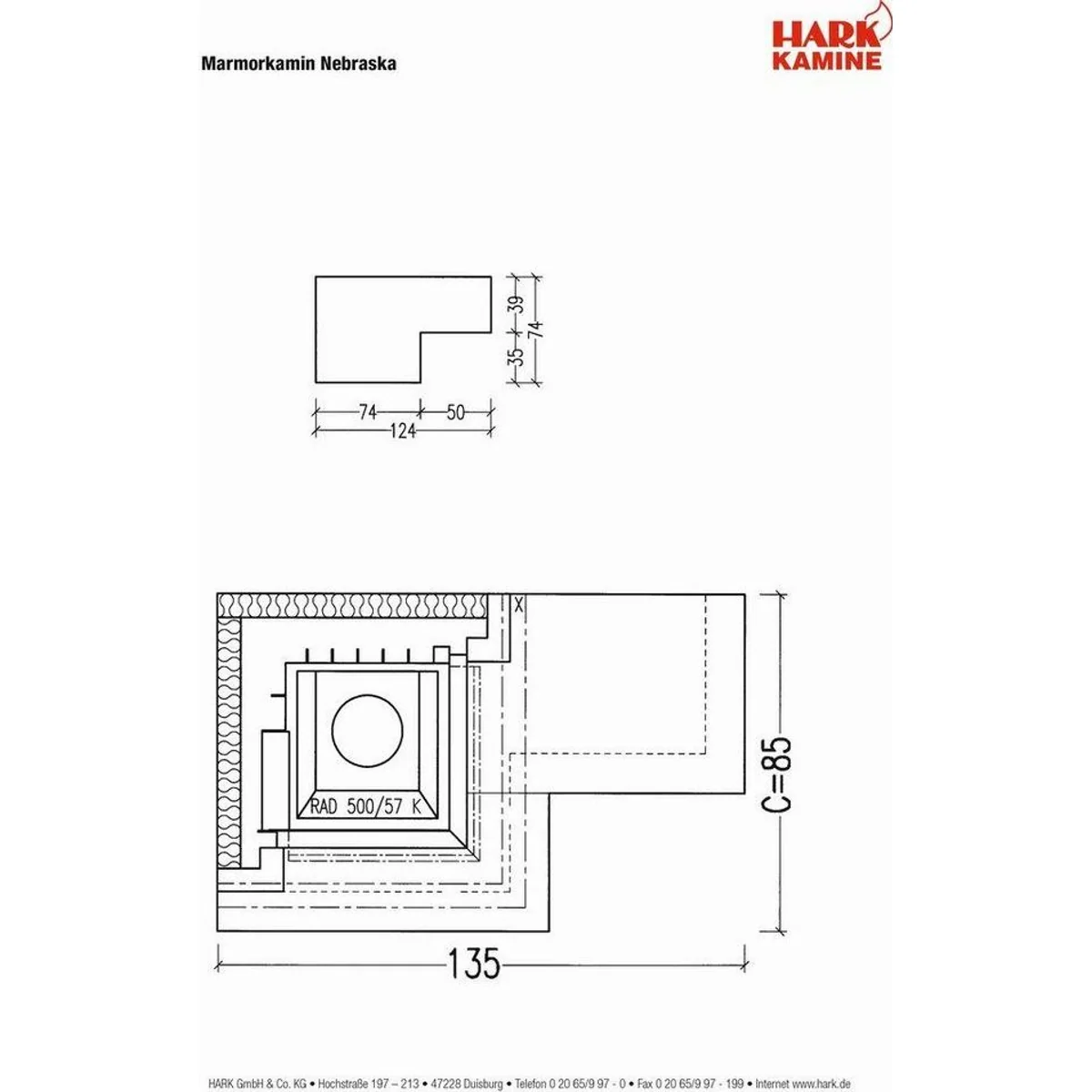 HARK Kaminbausatz Nebraska Bank Rechts, 8 kW, elegantes Design, große Sichtscheibe 4