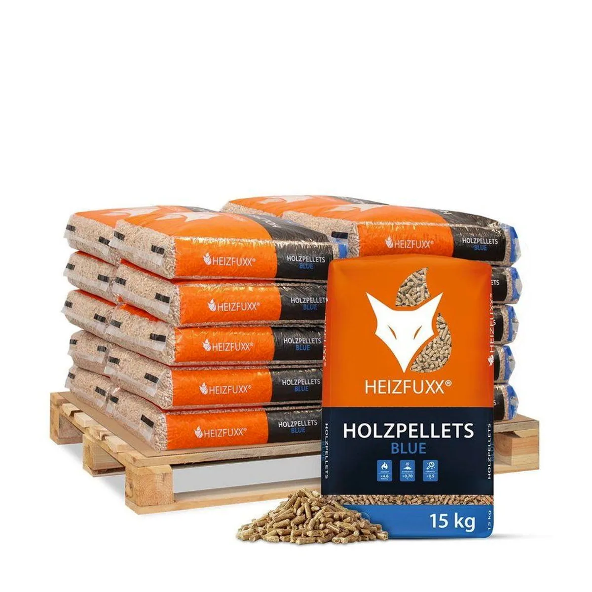 HEIZFUXX Holzpellets Blue, 300 kg, hohe Effizienz und lange Brenndauer
