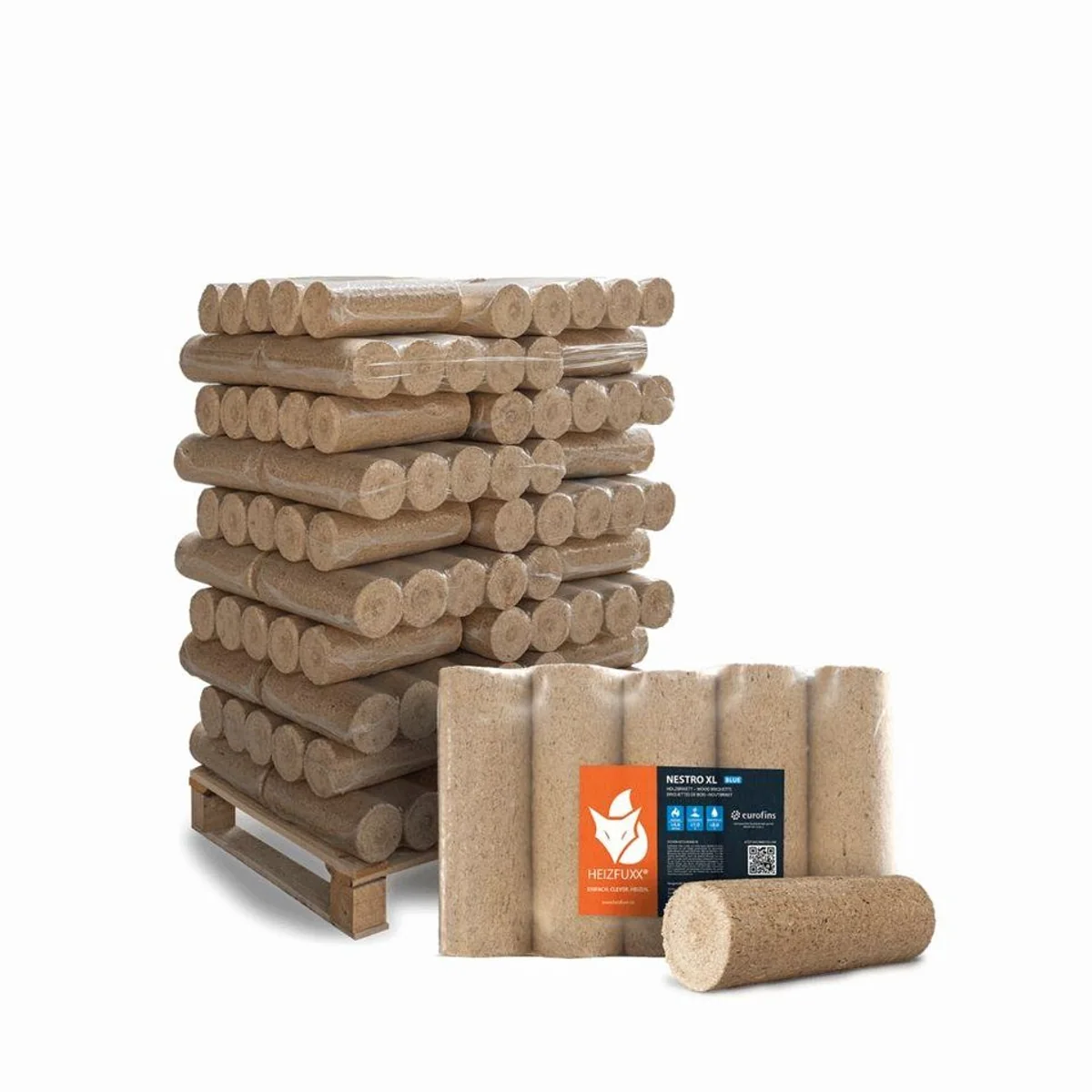 HEIZFUXX Holzbriketts Nestro XL Blue, hohe Effizienz, geringe Aschebildung