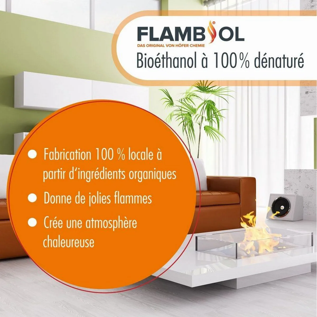 Höfer Chemie Bioethanol 5 L, 96,6% Reinheit, ca. 15 Stunden Brenndauer 3