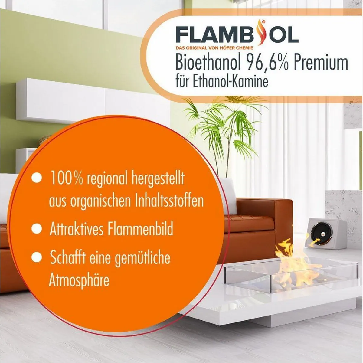 Höfer Chemie Bioethanol 5 L, 96,6% Reinheit, ca. 15 Stunden Brenndauer 4