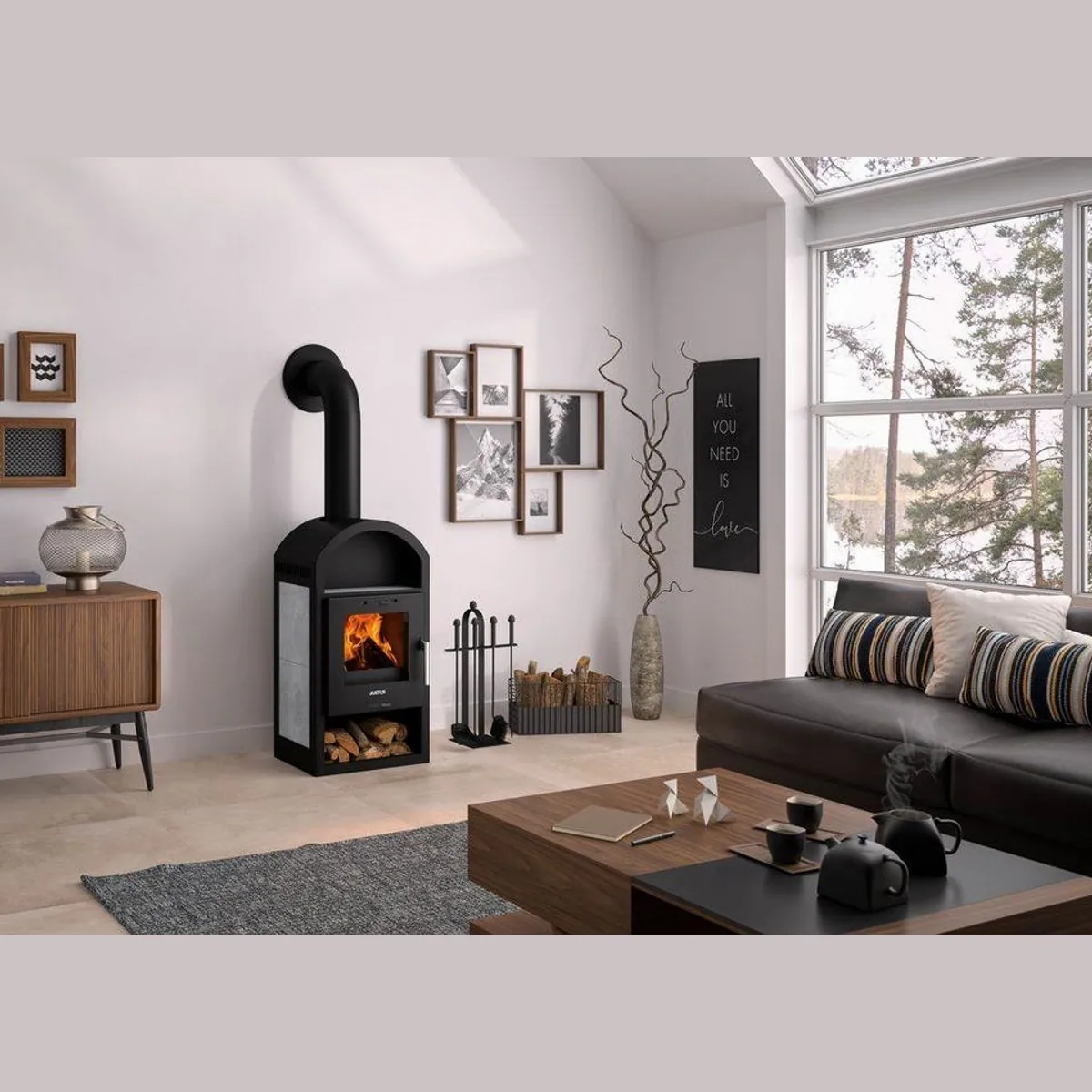 JUSTUS Kaminofen Vegas, Specksteinkeramik, 6 kW, Panoramascheibe, Warmhaltefach 2