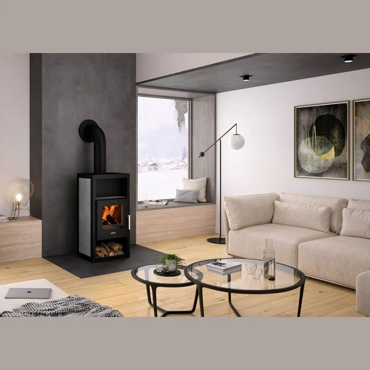 JUSTUS Kaminofen Texas, elegantes Design, 6 kW Leistung, Warmhaltefach 2