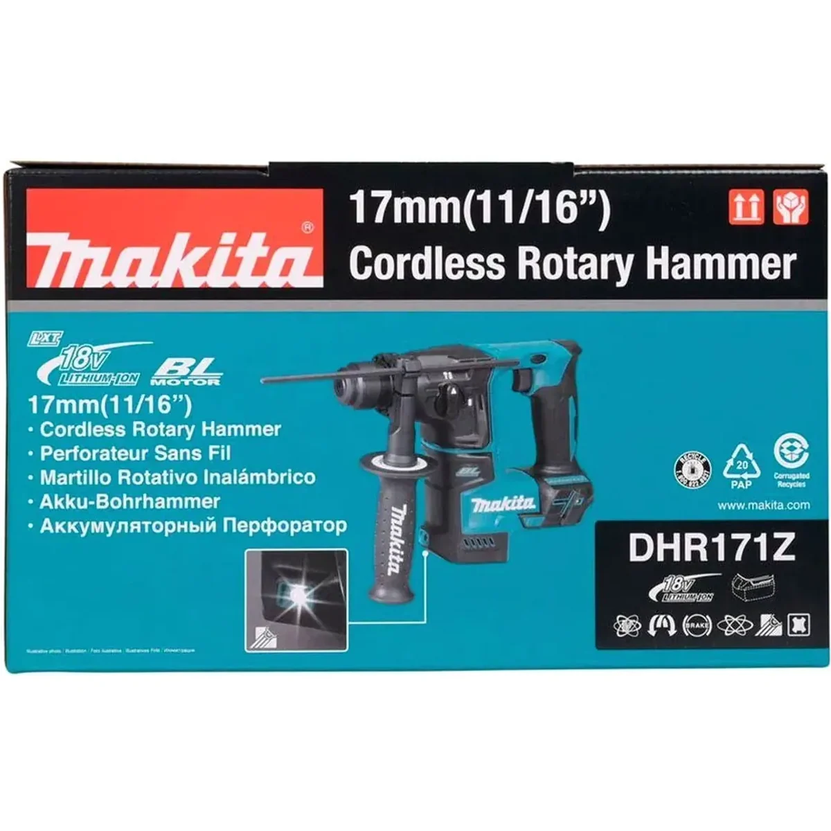 Makita DHR171Z Akku-Bohrhammer, kompakt, hohe Effizienz, vielseitig einsetzbar 2