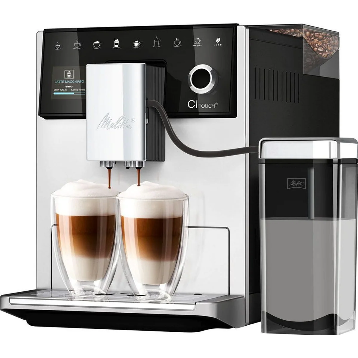 Melitta CI Touch Kaffeevollautomat, 10 Kaffeerezepte, 2-Kammern-Bohnenbehälter 3