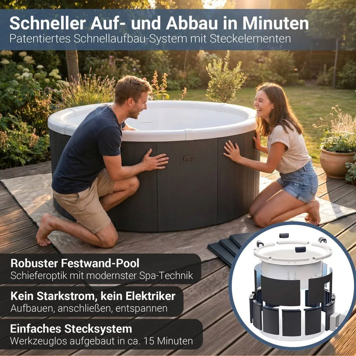 mSpa Whirlpool Frame Denver F-DE066W, 6 Personen, App-Steuerung, UVC+ Reinigung 3
