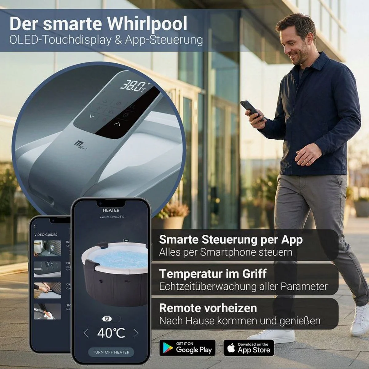 mSpa Whirlpool Frame Denver F-DE066W, 6 Personen, App-Steuerung, UVC+ Reinigung 4