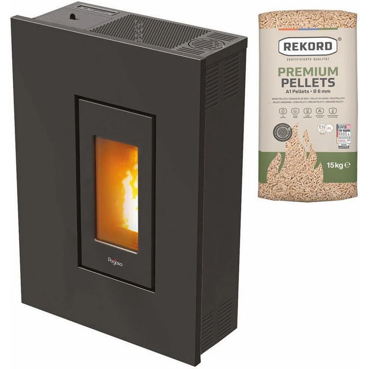 Pegaso Madison 5 Pelletofen, raumluftunabhängig, 2,5-5,2 kW, schmal, WIFI optional