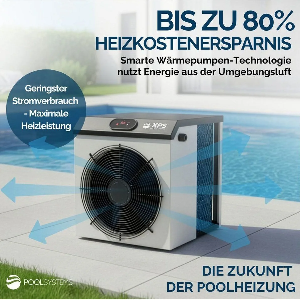 POOLSYSTEMS XPS-35 Wärmepumpe, 3.500 Watt Heizleistung, energieeffizient und kompakt 3