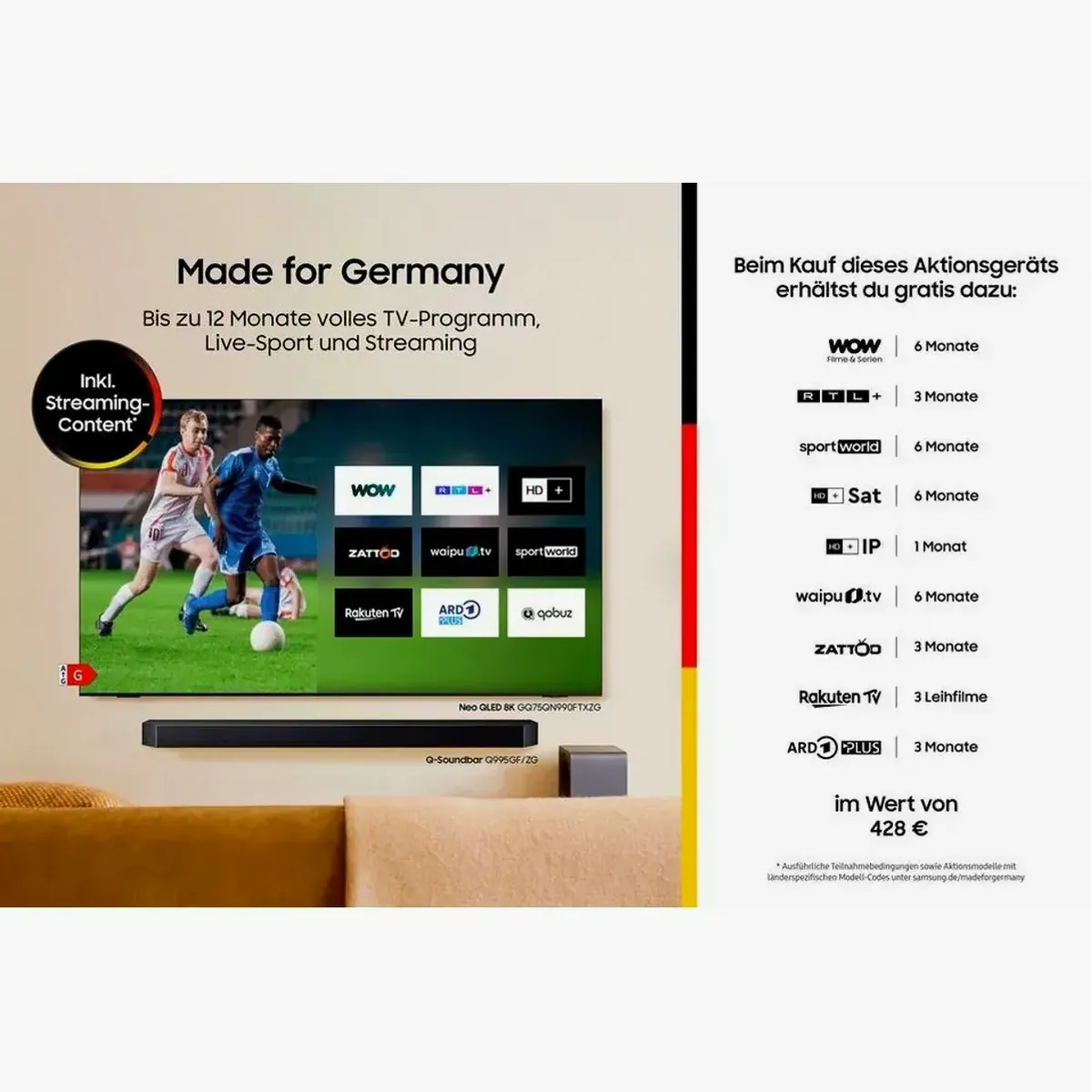 Samsung GQ65Q6FAAU QLED-Fernseher, 65 Zoll, 4K Ultra HD, Smart TV 2