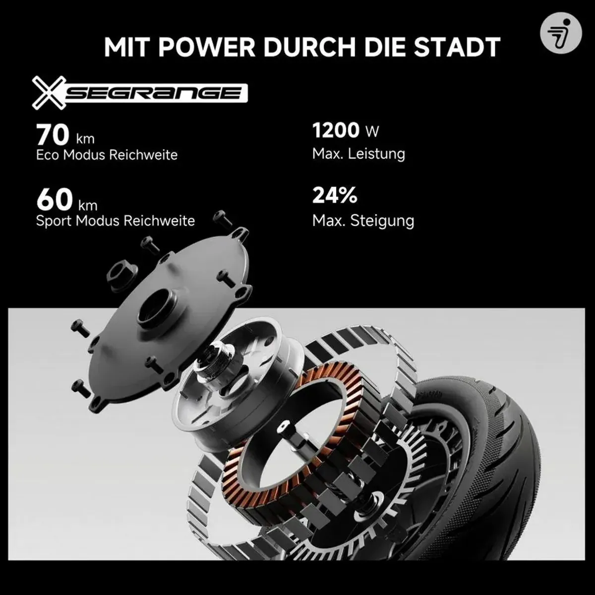 Segway F3 Pro D E-Scooter, 500 W Leistung, 70 km Reichweite, IPX6 Schutz 3