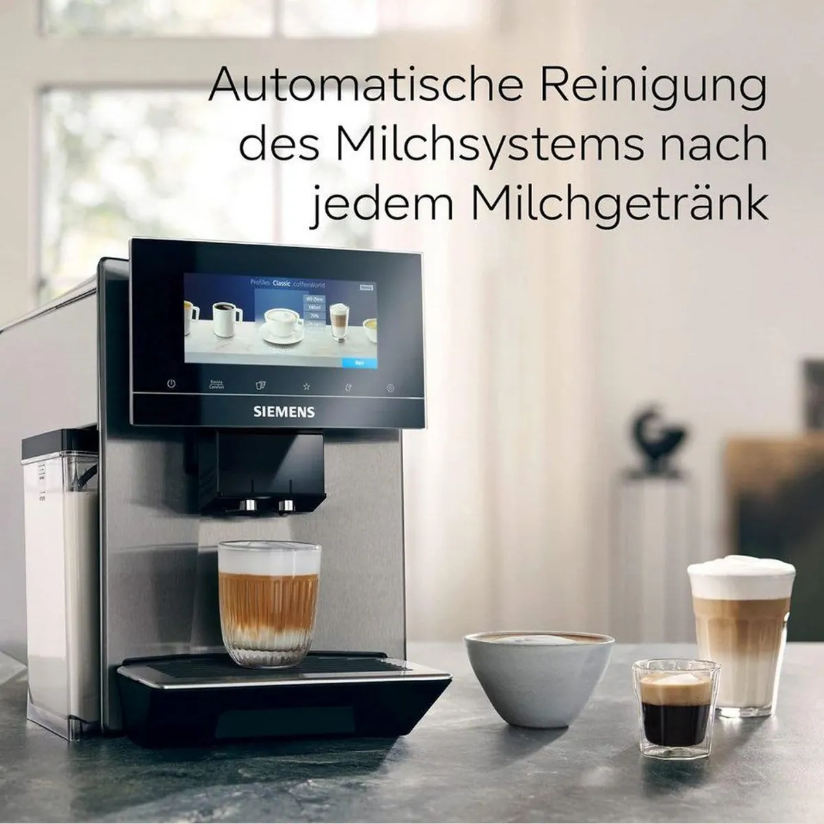SIEMENS Kaffeevollautomat EQ900, intuitives TFT-Display, Barista-Modus, Geräuschreduzierung 5