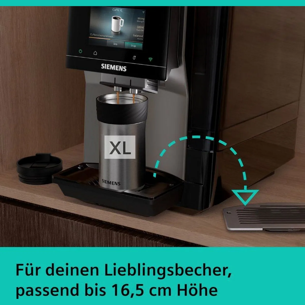 SIEMENS EQ700 TP725ET7 Kaffeevollautomat, XL-Getränke, 20 Favoriten, Full-Touch-Display 5