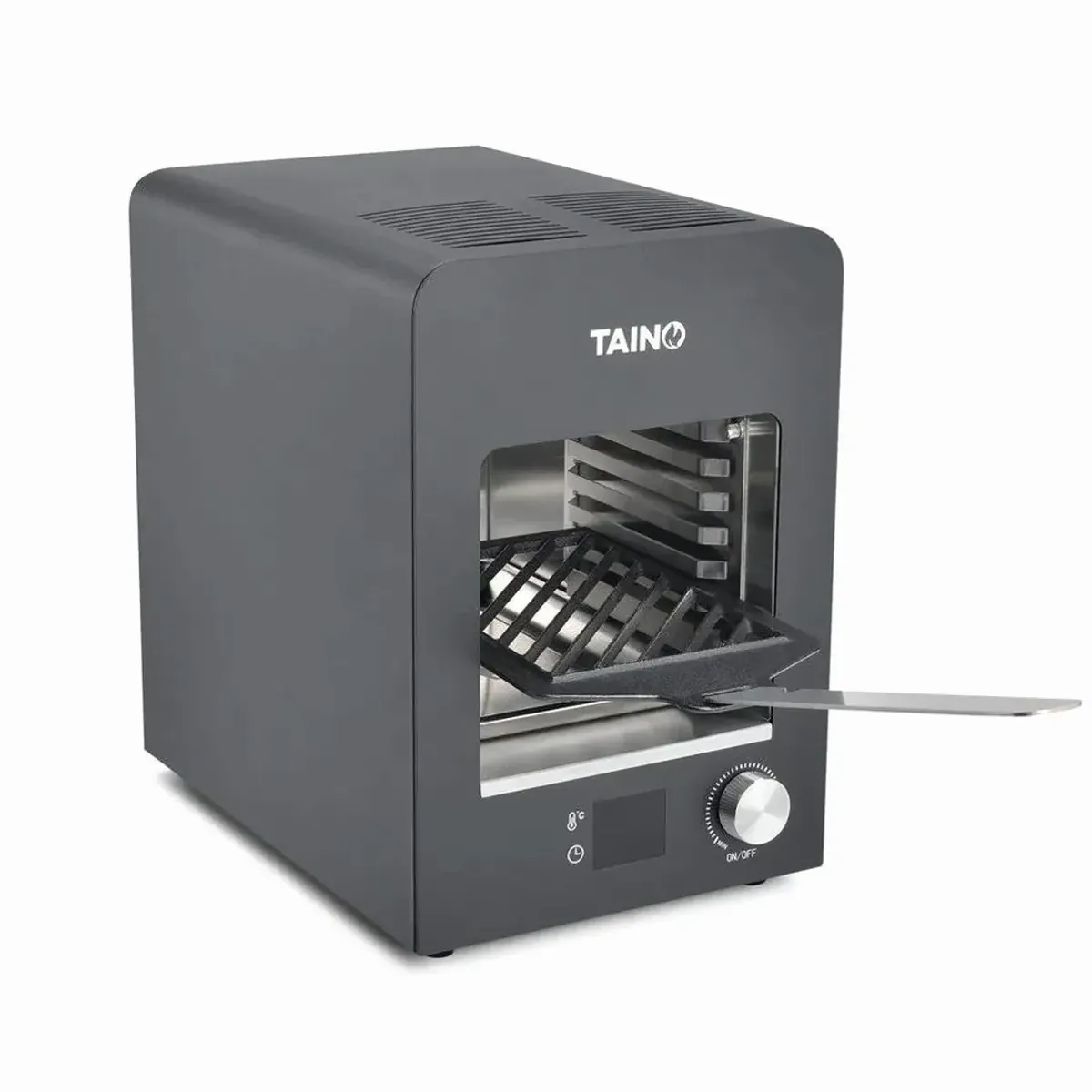 TAINO Elektro-Steakgrill, bis zu 800°C, Gusseisen-Grillplatte, integrierter Timer 5