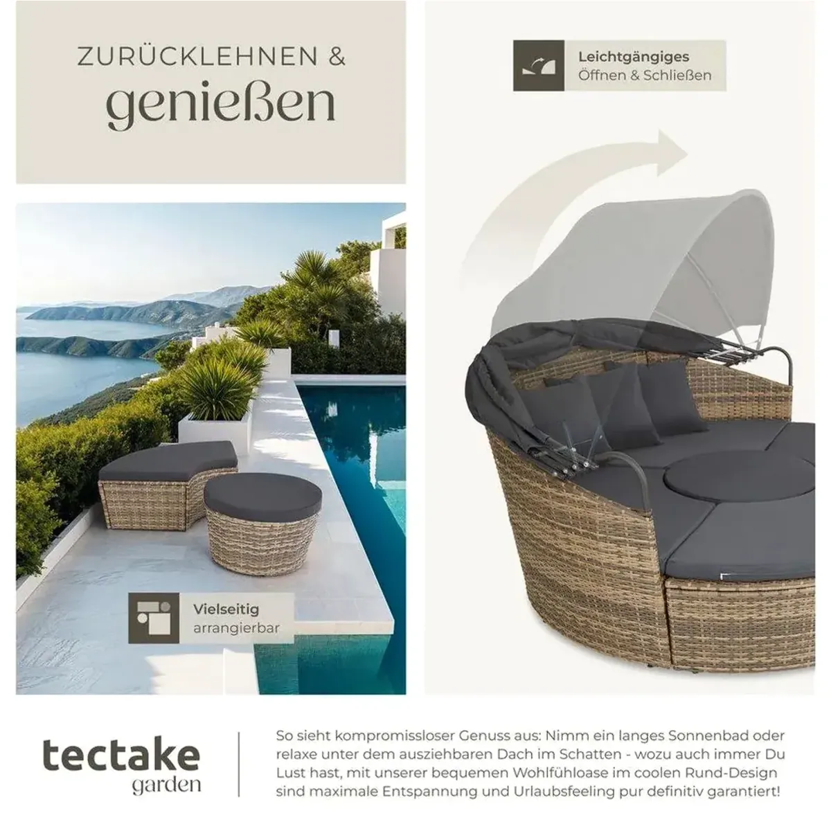 tectake Santorin Sonneninsel, UV-beständig, flexibel anpassbar, hochbelastbar 4
