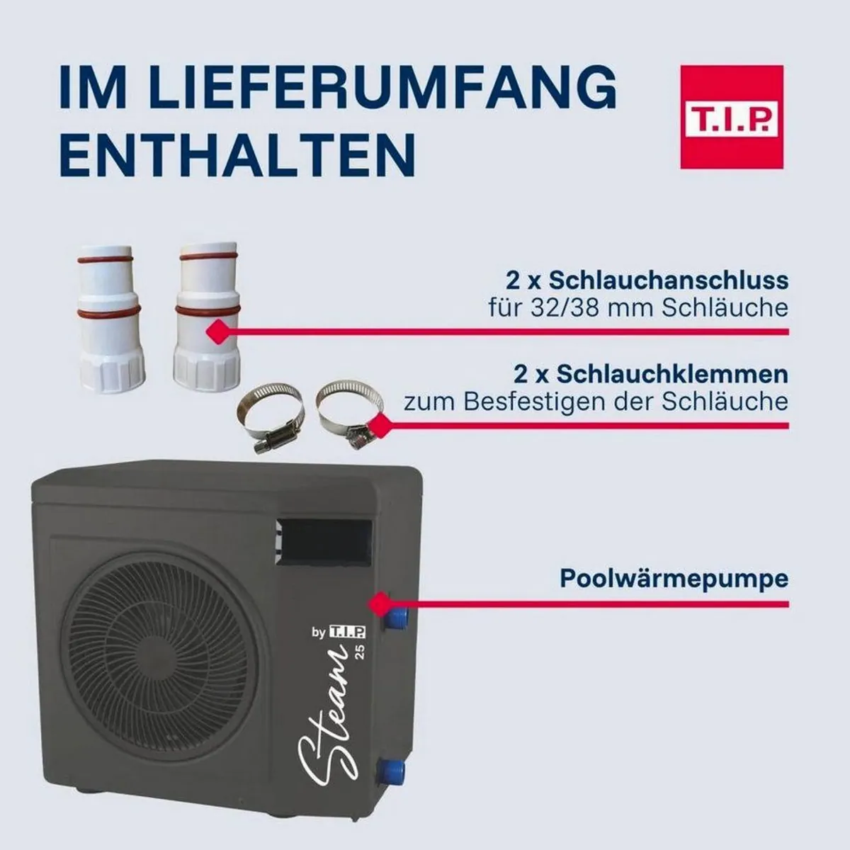 T.I.P. Pool-Wärmepumpe STEAM 25, für Pools bis 20 m³, integrierter Gefrierschutz, titanbeschichteter Wärmetauscher 3