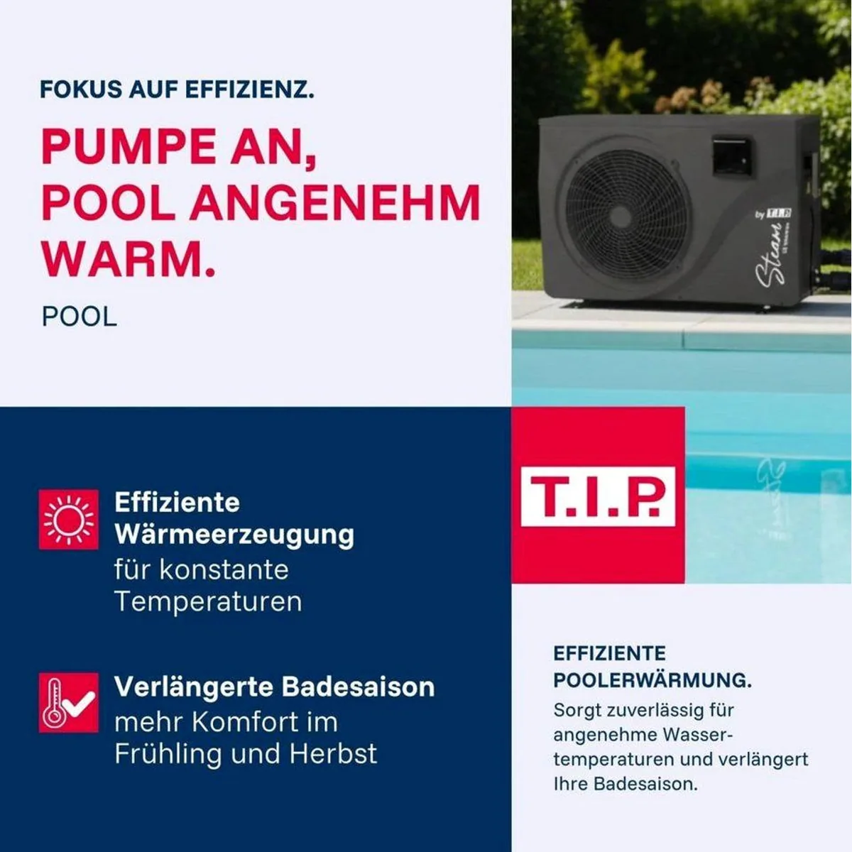 T.I.P. Pool-Wärmepumpe STEAM 25, für Pools bis 20 m³, integrierter Gefrierschutz, titanbeschichteter Wärmetauscher 5