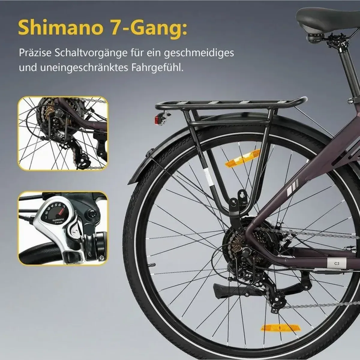 TTGO E-Bike C3 SE, 120 km Reichweite, 5-Gang Shimano, 25 kg leicht 3