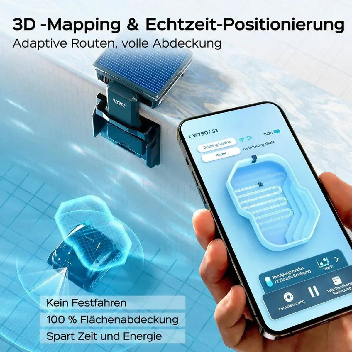 WYBOT S3 Poolroboter, 3D-Kartierung, intelligente Navigation, automatisches Parken 3
